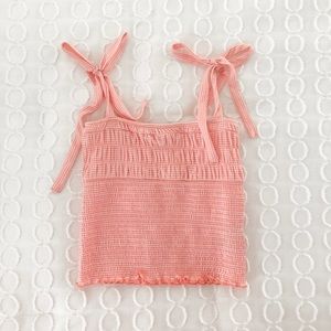 Forever 21 smocked coral/white top size M